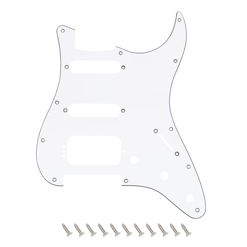 Pickguard Strat HSS Banworks 11 trous blanc 3 plis pour guitare Fender Stratocaster ST