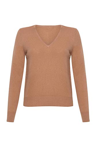 Lona Scott Damski kaszmirowy sweter z dekoltem w serek