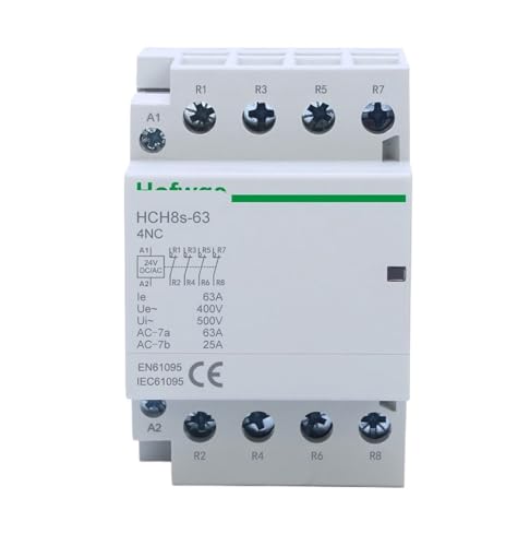 Contacteur modulaire HCH8s-63 4P avec contacts 4NC et fixation rail DIN TIC