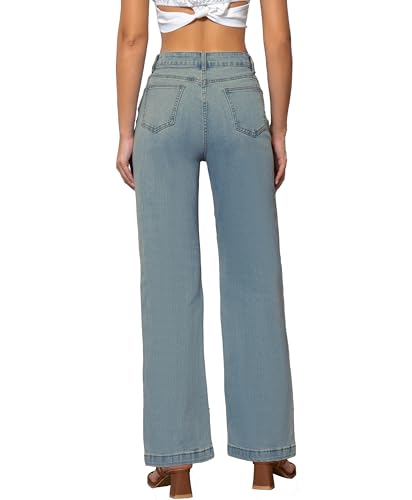 Womens Jeans Mid Waisted Straight Leg Loose Stretchy Lightweight Tummy Control Trendy Jeans for Women 2025 (US, Numeric, 6, Regular, Regular, Medium Vintage Blue)4