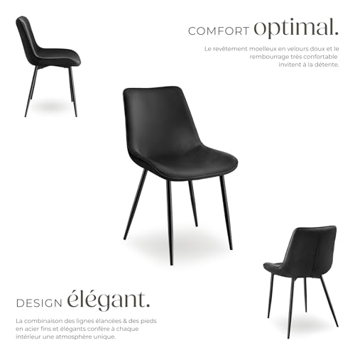 Lot de chaises rembourrées aspect velours - vue 5
