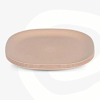 Eha Set of 4 Earth-Friendly Square Dinner Plates |11 inch| Unbreakable Plates Made with Bamboo Fibers & Rice Husk Fiber | Microwave Safe Full Dinner Plates | for Hot Servings |Sand Castle