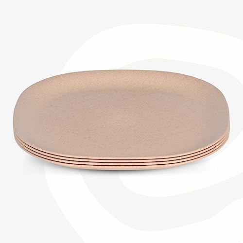 - Eha Set of 4 Earth-Friendly Square Dinner Plates |11 inch| Unbreakable Plates Made with Bamboo Fibers & Rice Husk Fiber | Microwave Safe Full Dinner Plates | for Hot Servings |Sand Castle