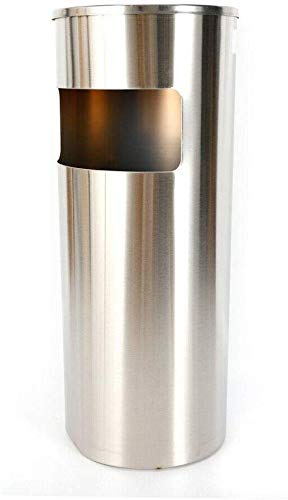 Nfudishpu - Contenedor de Cigarrillos de cenicero de pie de Acero Inoxidable, Contenedor de Basura para Uso en Interiores, 30 l (Plateado)