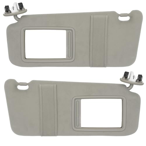 NHILES Driver & Passenger Side Sun Visor Fits for Toyota Camry 2007 2008 2009 2010 2011 Replacement Sun Shade with Light # 74320-33F00-B0 74310-33F30-B0 (Gray) by NHILES - Used condition - US$36.31