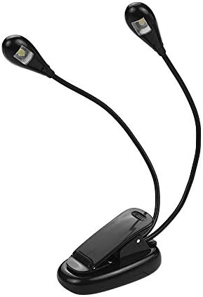 RAHYMA Weiping - Portable LED Music Stand Lamp Clip On Reading Light Dual Arms 2 DIP LED Beads Including Adapter and USB Cord Musical Instrument Accessory