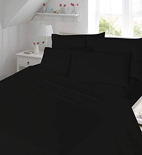 EGYPTO Brushed Cotton Flannelette Thermal Duvet Cover - Ultra Soft, Easy Care Bedding Comforter (Black, Single)