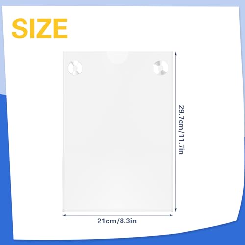 4 Stück A4 Wandschildhalter,Acryl Fensterschilder Halter mit 16 Saugnäpfen Wandmontage Transparente Infotasche Blatthalter Schildhalter, für Einkaufszentren Büros Geschäfte und Restaurants,29,7x21 cm