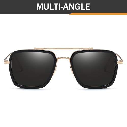 Rectangular Sunglasses Metal Frame UV400 Lens Protection Fashion Trend Glasses Retro Thin Frame Eyewear2