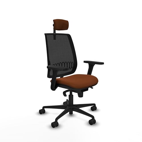 Piqueras y Crespo   Silla de Oficina Calidad Precio Alares con Brazos 3D, Apoyo Lumbar Regulable en Altura y Cabecero Regulable en Altura E Inclinación. Negro/Marrón