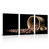 Kalormore Kitchen Wall Decor Coffee Bean Cup Art Painting Coffee Canvas Art Prints for Dining Room Office Cafe Bar Wall Decoration