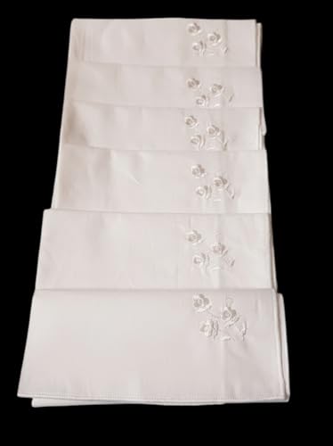 Image of ANVIK Women /Lady Cotton Embroidery Floral Handkerchief .Hanky for Kids Girls for School Size 33cm by 33 cm (Multicolour) Pack of 6