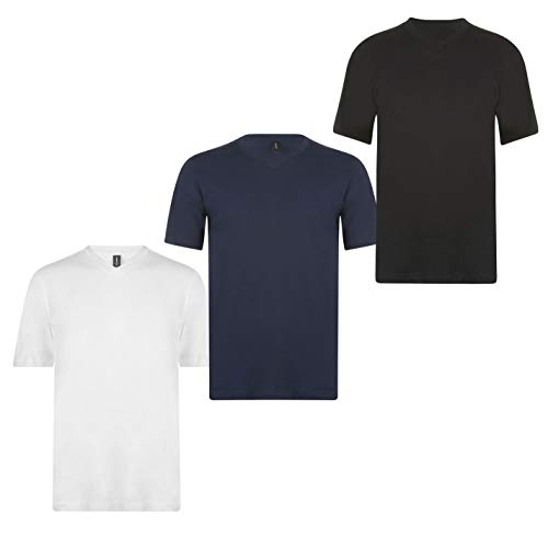Image of Donnay 3X Mens V Neck T Shirt Short Sleeve Tee Top Clothing Wear White/Blck/Navy M