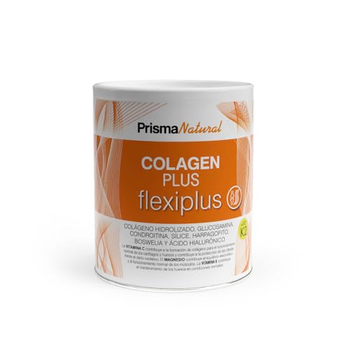 Prisma Natural - Colagen Plus Flexiplus Complemento alimenticio | Colágeno hidrolizado, Glucosamina, Condroitina, Magnesio, Vitaminas, Plantas y Hialuronato sódico| Nuevo formato | Lata 300gr
