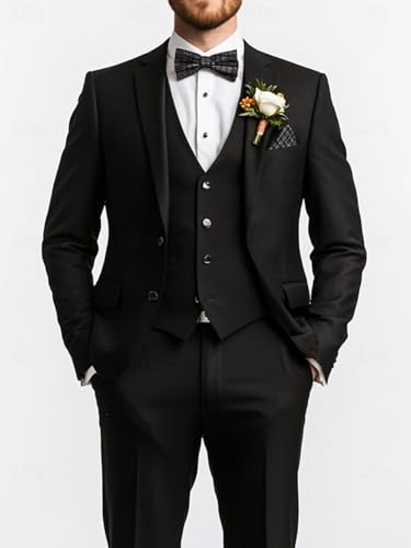 3 Pieces Men's Suit Slim Fit Single Breasted Tuxedo Jacket Vest Pants Set Casual Formal Wedding3