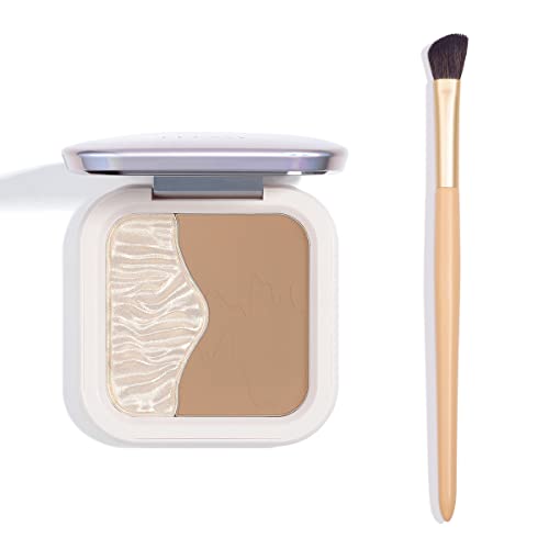 Ellesy Highlighter Makeup Palette Shimmer Face Bronzer And Highlighter Contouring Palette Makeup Kit Sculpting Contour Powder Palette With Brush-C02 #TOP1