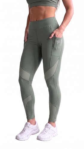 Image of Mehrang Stretchable Gym Pants for Women & Tights for Women Workout with Mesh Insert & Side Pockets