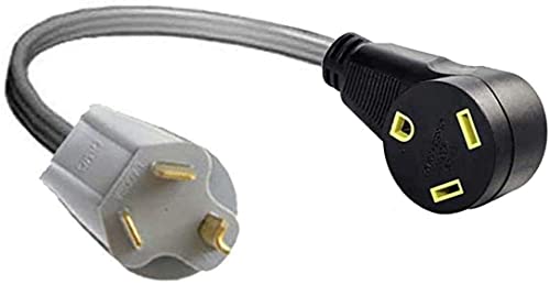 10-30P Male 3-Pin Dryer 250V 30A Plug to TT-30R 3-Prong 125V 30A Female RV Camper Travel Trailer Motor Home Plugin Receptacle Outlet Adapter, Electrical Power Connector Cord Converter NEMA FX125V1343