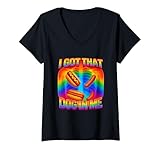 donna i got that dog in me shirt funny glizzy meme dog in me maglietta con collo a v