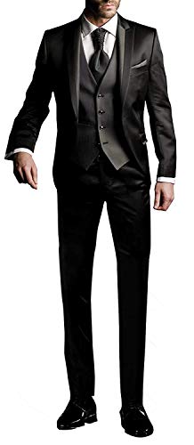 Costume Mariage Homme Trois Pièces Smoking Formel Ajusté Veste Gilet Pantalon
