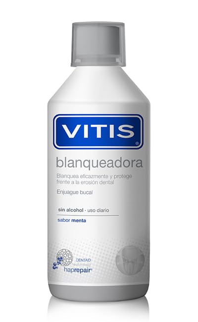 Vitis Blanqueadora Colutorio Dental, Enjuague Bucal sin Alcohol, Sabor Menta, 1000ml