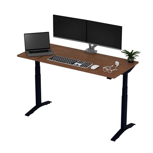 コクヨ スタンジットダブル (お客様組立 / 2梱包) 高さを記憶する電動昇降デスク (メモリー機能/衝突検知/静音) スタンディングデスク ゲーミングデスク (天板155×67.5cm /ブラウンウォールナット×ブラック) DSW-TK1607SA1-6