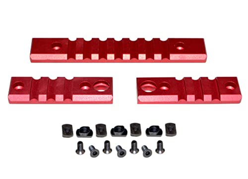 PRESMA 3 Piece Single Picatinny Rail Section Kit for M LoK Style Slots, M-Lok to Picatinny Rail Adapter, Red