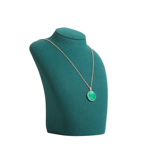 GemeShou Green necklace hanger jewelry organizer, Velvet jewelry stand necklace holder, jewelry mannequin bust for necklaces, Jewelry boutique store photography props【Green-Medium height 7.87 inch】 by GemeShou - Used condition - US$20.70