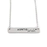 Personalized Auntie Bar Necklace - Aunt Necklace Aunt Jewelry Personalized Name For Aunt Gift Idea Stainless Steel Silver Gold Rose Gold AUNT-NECK