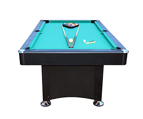 Premium Pool Billardtisch 7ft groß Tischbillard schwarz grünes Spieltuch mit Zubehör – Bild 5
