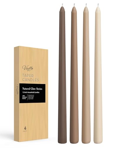 Viyffo Taper Candles, 12 Inch, 4 Pack, Brown – Unscented,