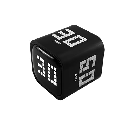 Qumox Temporizador Digital En Cubo, Reloj De Cuenta Regresiva Recargable Con Sensor De Gravedad Y Modo Manual, 5 10 30 60 Minutos, Usb-C, Pantalla Led, Alertas Con Vibración Y Sonido Para Estudio, Coc