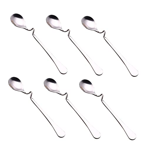 Homoyoyo 6pièces Lot De Cuillères à Café Courbées Pour Mélanger Café Expresso Lait Jus Ergonomique Acier Inoxydable