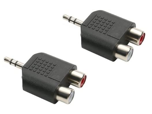 Erh India 2 Pcs 3.5 mm Jack Stereo Audio AUX Male to 2 RCA Female Converter Coupler for DJ Equipment, Gaming Consoles etc.