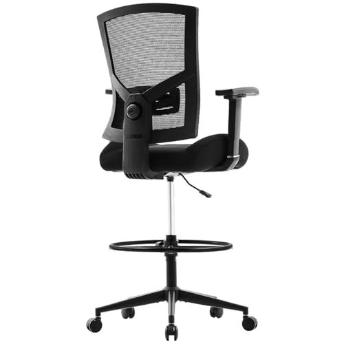 Drafting Chair with Lumbar Support and Locking Casters