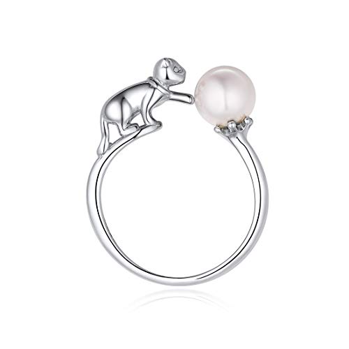 Preisvergleich Produktbild ChicSilver 925er Sterlingsilber schöne Katze Ring mit Geschenkebeutel und Geschenkebox für Mutter