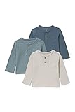 C&A Baby Jungen Henley Langärmelig Unifarben 3er Pack|Multipack cremefarben 68