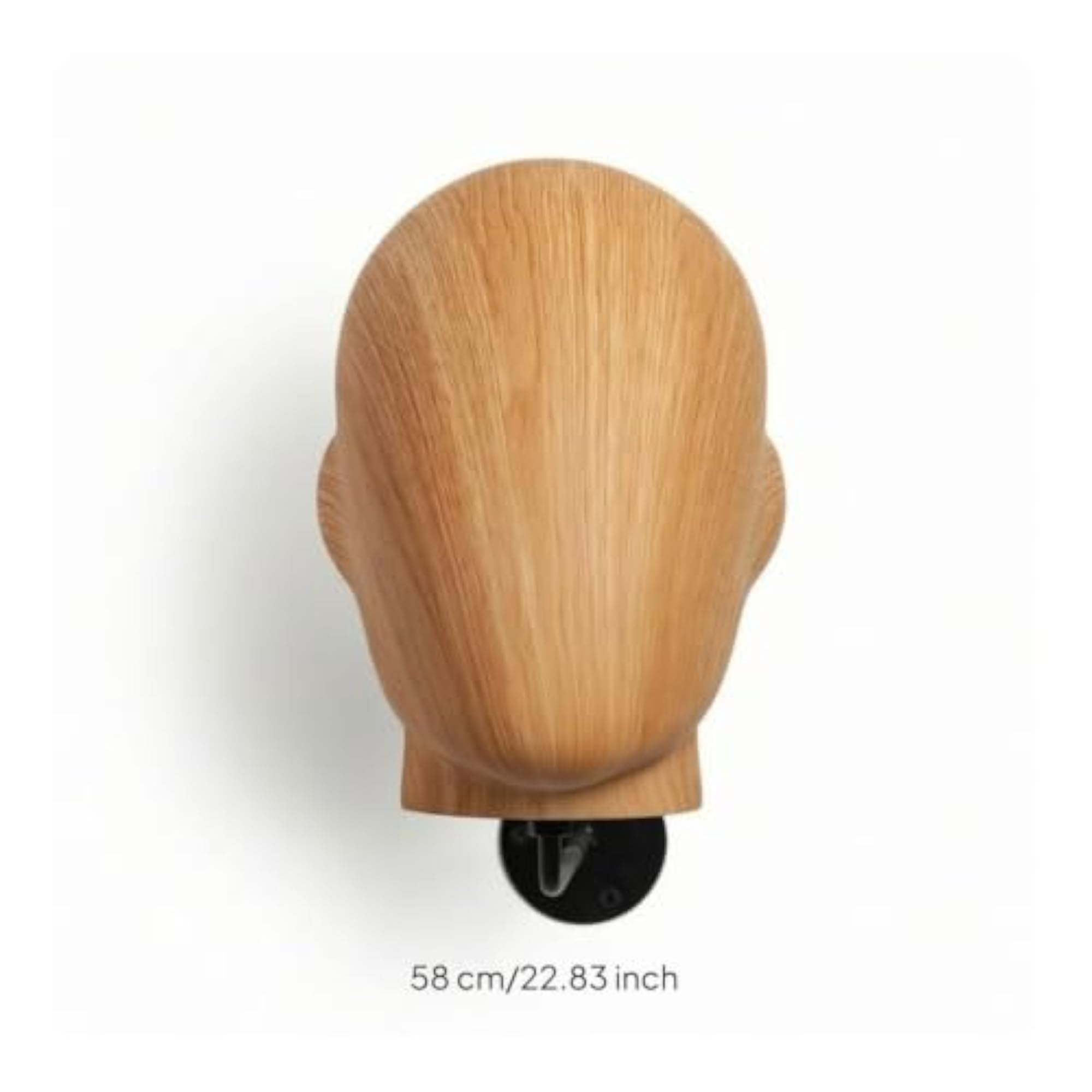 Wood-Grain Hat Display with Metal Arm, Space-Saving