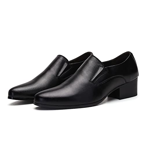 LAZIRO Chaussures en Cuir À Talons Hauts for Hommes De 6 Cm À Bout Pointu À La Mode Augmentent Les Chaussures en Cuir À Talons Hauts for Hommes De 8 Cm (Color : Black [6 cm Taller], Size : 42 EU)