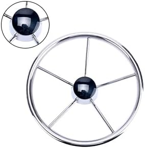 Miniatura 2 de Amarine-made13-12 pulgadas 5 radios estilo destructor acero inoxidable volante de barco