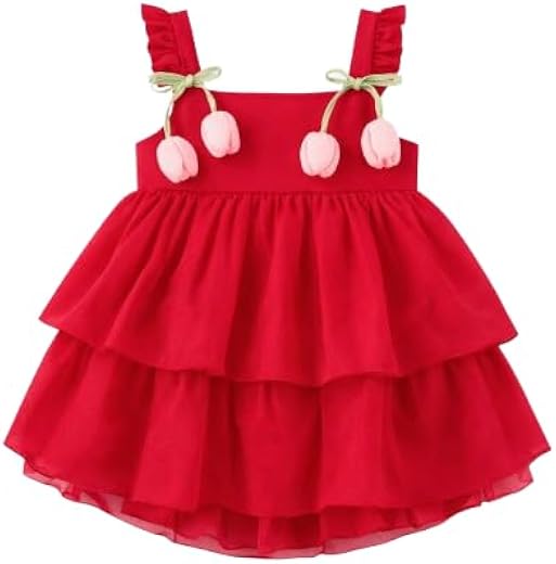 GESICA FASHION Baby Girls Frock Dress | Soft Net Layered Fancy Dress with Floral Appliqué | Premium Birthday &amp; Festival Ou...
