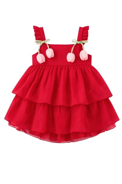 GESICA FASHION Baby Girls Frock Dress | Soft Net Layered Fancy Dress with Floral Appliqué | Premium Birthday & Festival Ou...