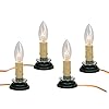 GOOTHY 3 Inch Electric Country Candle Lamps Plug in Christmas Electric Window Candle Lamp with Black Plum Iron Base 7W C26 Lights Bulb 3 Candlesticks with OnOff Switch Ivory Set of 4