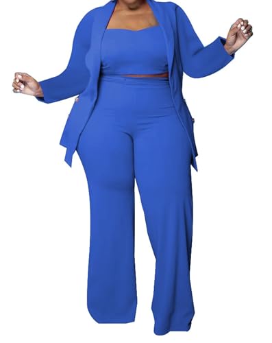 Ensemble 3 pièces femme grande taille pour sublimer vos formes en bleu royal