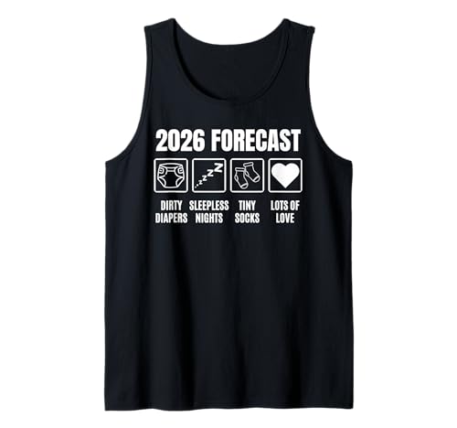Baby Coming Soon 2026 Forecast Baby Shower Funny New Dad Mom Camiseta sin Mangas