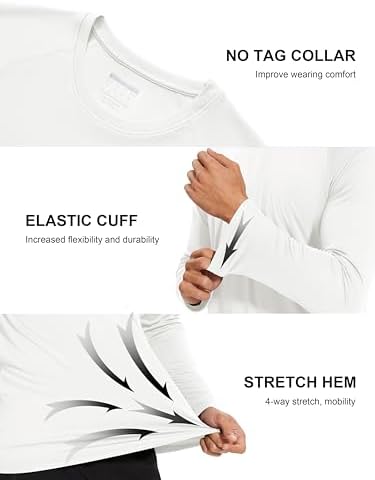 MAGCOMSEN Quick Dry Shirts for Men Long Sleeve Rash Guard Swim Sun UV UPF 50 Athletic Hiking Fishing Running Cooling T-Shirt White — view 4