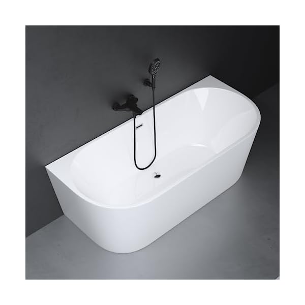 Mai & Mai Freistehende Badewanne Oval Acryl-Standbadewanne inkl. Pop Up Ablaufgarnitur Weiß 170x75x58cm Vicenza519