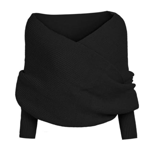 Snowfall Sweater Scarf with Sleeves Cozy Knitted Wrap Shawl Autumn Winter Warm Crochet Cape Blanket GL2004