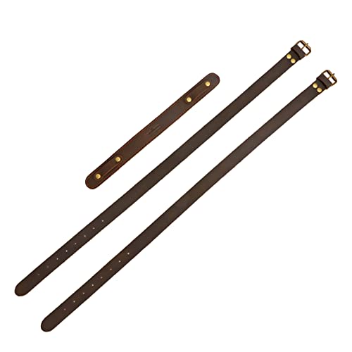 TOURBON 2pcs Leather Picnic Blanket Carry Strap for Camping Festivals Motorcycle Bedroll Straps Brown, 33*3cm - Image 4