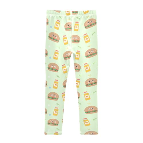 Hamburger Juice Girls Leggings,Workout Leggings for Girls Toddler Athletic Leggings Size for 3-10T2
